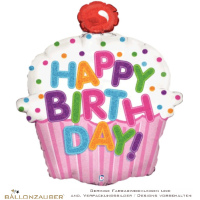 Folienballon Cupcake Happy Birthday bunt holographic 79cm = 31inch